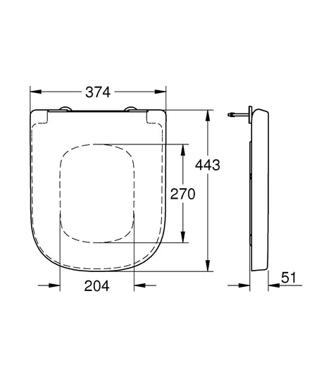 EURO CERAMIC TOILET SEAT COVER SOFT CLOSE - GROHE -  ( WHITE - G3 - EURO CERAMIC - 0x0 mm - 0inchX0inch )