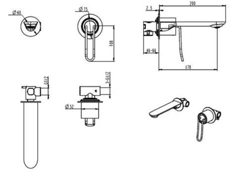 BRASS WALL BASIN MIXER - AQUANT - ( ROSE GOLD+MATT BLACK - - 0x0 mm - 0inchX0inch )