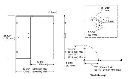 1 DOOR 2 PARTITION L-SHAPE ENCL 2000.HT - KOHLER PREMIUM - ( MATT BLACK - PREMIUM - 0x0 mm - 0inchX0inch )