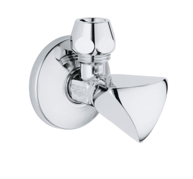 ANGLE VALVE 1/2INCH X 3/8INCH - GROHE - ( CHROME - G3 - ANGLE VALVES NEUTRAL HANDLE - 15x10 mm - 0.5inchX0.4inch )