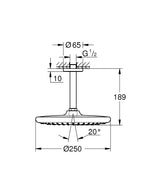TEMPESTA 250, HEADSHOWER SET ROUND 142MM 9.5L - GROHE -  ( CHROME - G3 - TEMPESTA - 0x0 mm - 0inchX0inch )