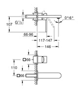 GROHE PLUS 2-HOLE, 1-HANDLE WALL-MOUNT BASIN MIXER, M SIZE - GROHE -  ( CHROME - G4 - EUROPLUS - 0x15 mm - 0inchX0.6inch )