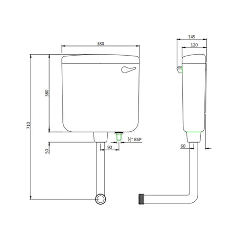 SMART SL FLUSH W/H CISTERN FOR EWC - ESSCO CISTERN -  ( WHITE -  - 0x0 mm - 0inchx0inch )