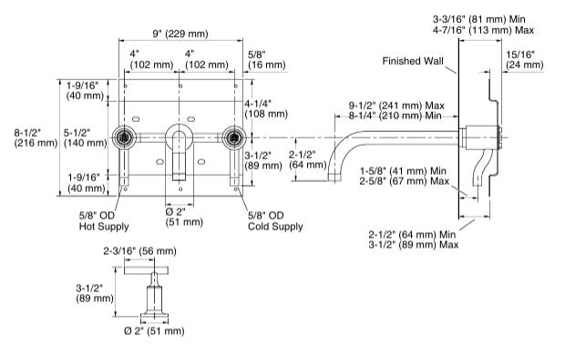 WALL-MOUNT BATHROOM SINK FAUCET TRIM WITH LEVER HANDLES - KOHLER LUXURY -  ( BRUSHED BRONZE - LUXURY - 0x0 mm - 0inchx0inch )