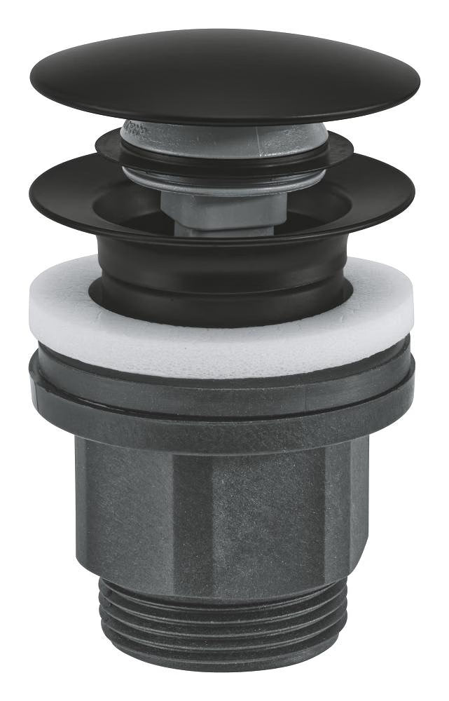 WASTE SET WITH PUSH-OPEN PLUG - GROHE -  ( MATTE BLACK - G3 - NO DESIGN - 0x0 mm - 0inchX0inch )