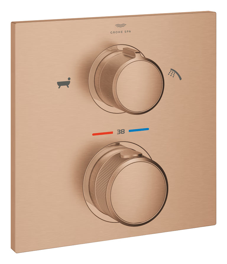 ALLURE THERMOSTATIC BATH/SHOWER MIXER- 2 WAY DIVERTER HAND SHOWER & BATH FILLER - GROHE - (BRUSHED WARM SUNSET - G5-ALLURE - 0x15 mm -  0inchX0.5inch)