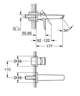 ALIRA 2-HOLE BASIN MIXER ,WALL MOUNTED - GROHE -  ( CHROME - G3 - ALIRA - 0x15 mm - 0inchX0.6inch )