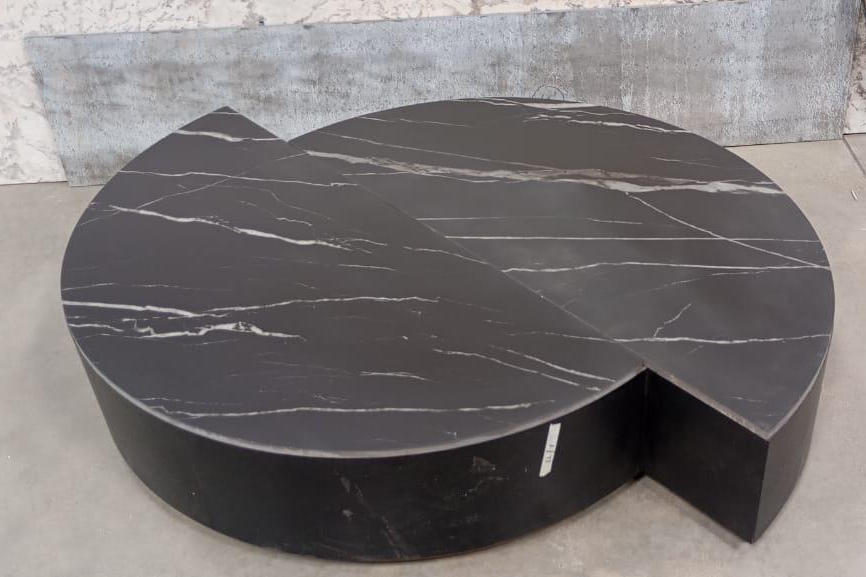 CENTER TABLE ROUND W/ WOODEN BASE & PORCELAIN TOP - FURNITURE - ( - BUENA CASA - 1397x1066x292 mm - 55.88inchX42.64inchX11.68inch)