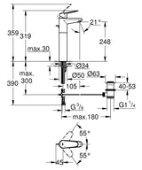 EURODISC COSMOPOLITAN 1-HANDLE BASIN MIXER WITH POP UP, XL SIZE - GROHE -  ( CHROME - G4 - EURODISC - 0x10 mm - 0inchX0.38inch )