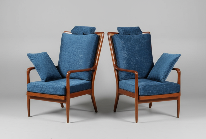 CHAIRS-BURMA TEAK WOODEN FRAME WITH UPHOLSTERY SOFT ACCENT FABRIC- (PC450 GM)DALOS (ARM-559 MM) - FURNITURE - ( - BUENA CASA - 711x559x1016 mm - 28.44inchX22.36inchX40.64inch)