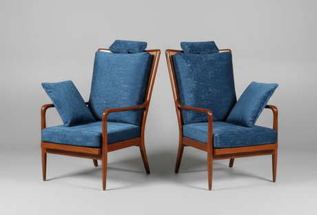 CHAIRS-BURMA TEAK WOODEN FRAME WITH UPHOLSTERY SOFT ACCENT FABRIC- (PC450 GM)DALOS (ARM-559 MM) - FURNITURE - ( - BUENA CASA - 711x559x1016 mm - 28.44inchX22.36inchX40.64inch)