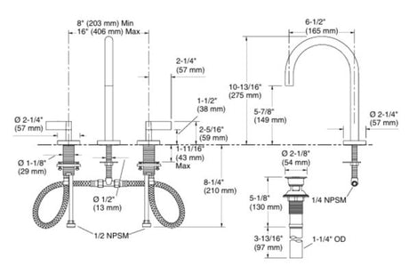 ONE SINK FAUCET GOOSENECK SPOUT, LEVER HANDLES - KOHLER LUXURY -  ( MATT BLACK - LUXURY - 0x15 mm - 0inchX0.15inch )