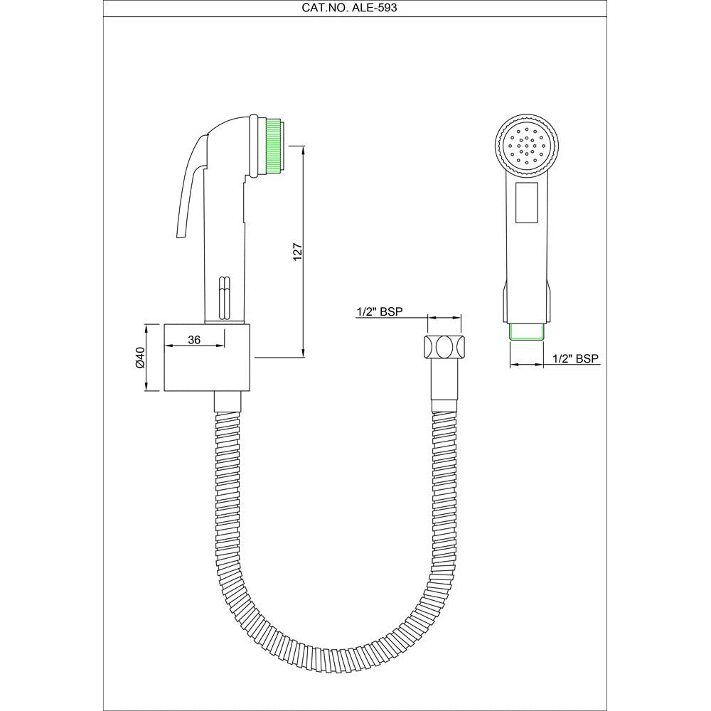 H/FAUCET ABS BODY WTH 1.2 MTR METAL TUBE - ESSCO FAUCET -  ( CHROME - ALLIED - 0x0 mm - 0inchX0inch )