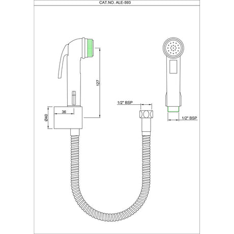 H/FAUCET ABS BODY WTH 1.2 MTR METAL TUBE - ESSCO FAUCET -  ( CHROME - ALLIED - 0x0 mm - 0inchX0inch )