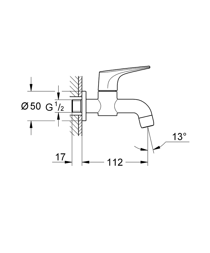 BAUFLOW BIB TAP - GROHE-G2 -  ( CHROME - G2 - BAUCONTEMPORARY - 0x15 mm - 0inchX0.5inch )
