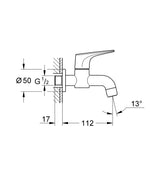 BAUFLOW BIB TAP - GROHE-G2 -  ( CHROME - G2 - BAUCONTEMPORARY - 0x15 mm - 0inchX0.5inch )