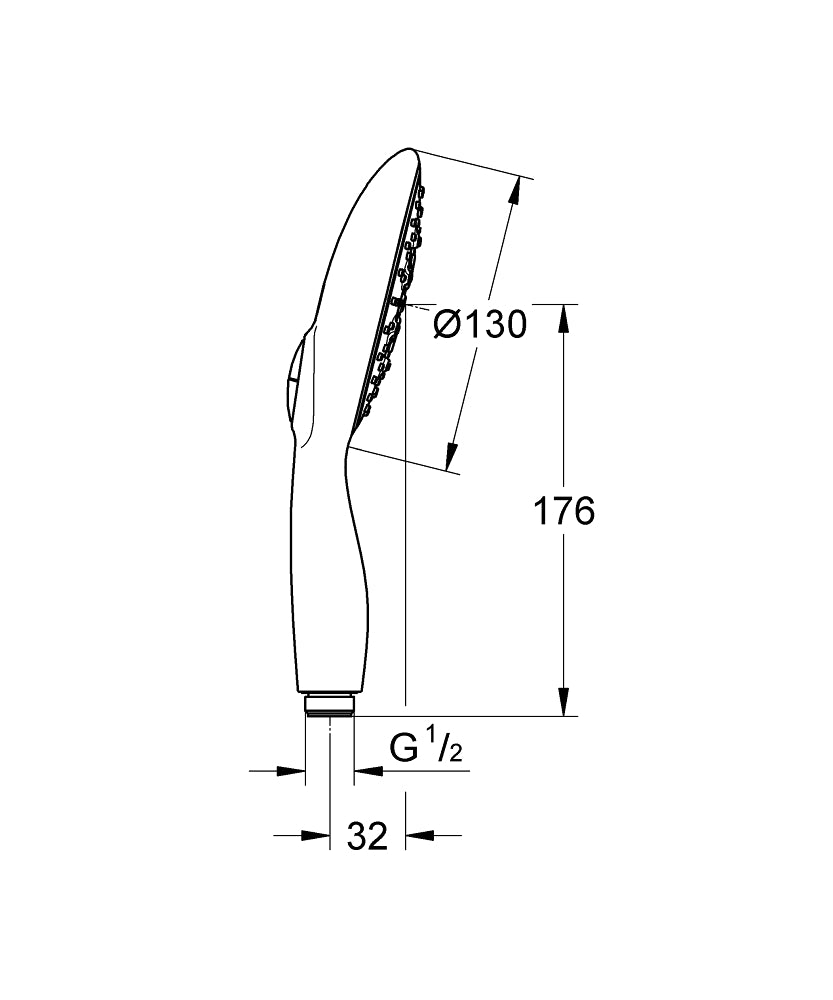 POWER+SOUL 130 HANDSHOWER - GROHE -  ( HARD GRAPHITE - G5 - POWER&SOUL - 0x15 mm - 0inchX0.6inch )
