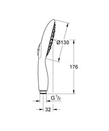 POWER+SOUL 130 HANDSHOWER - GROHE -  ( HARD GRAPHITE - G5 - POWER&SOUL - 0x15 mm - 0inchX0.6inch )