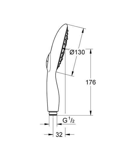 POWER+SOUL 130 HANDSHOWER - GROHE -  ( HARD GRAPHITE - G5 - POWER&SOUL - 0x15 mm - 0inchX0.6inch )