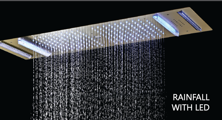 HYDRA LED CEILING SHOWER 4 FLOW WITH INST KIT - LUXELET -  ( CHROME - MIK - 900x300 mm - 36inchX12inch )