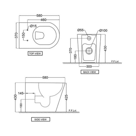 BACK TO WALL RIMLESS EWC P W/S.COVER - JAQUAR SWARE - ( WHITE - OPAL - 0x0 mm - 0inchX0inch )