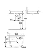 EUROSMART BASIN, COUNTER TOP, 60CM - GROHE -  ( WHITE - G3 - EUROSMART - 600x483 mm - 24inchX19inch )