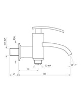 BIB COCK 2-WAY W/FLANGE - ARTIZE FAUCET -  ( CHROME - SIGNAC - 0x15 mm - 0inchX0.5inch )