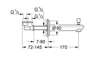 EURODISC COSMOPOLITAN BATH SPOUT WITH DIVERTER - GROHE -  ( CHROME - G5 - EURODISC - 0x15 mm - 0inchX0.5inch )