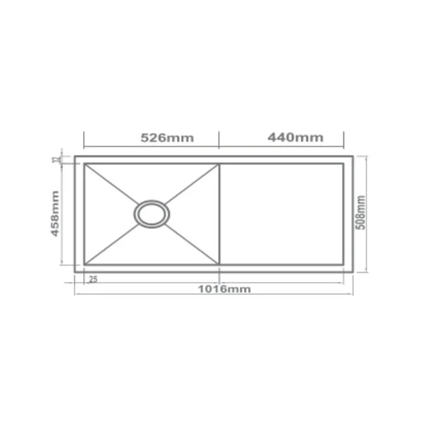 SS KITCHEN SINK 1.0 BOWL WITH DRAINBOARD (DEPTH 9)WITH FA-07 WASTE COUPLING WITH PLUMBING KIT - FUTURA -  ( BRUSHED FINISH - HAND CARVED SERIES - 1016x508 mm - 40inchX20.32inch )