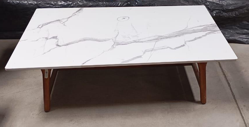 CCT-BC-002 COFFEE TABLE - FURNITURE (WHITEMARBLE TOP WITH AMERICAN WOOD WALNUT BASE) - FURNITURE - (BLACK - BUENA CASA - 1295x800x381 mm - 51.8inchX32inchX15.24inch)