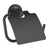 ESSENTIALS TOILET PAPER HOLDER WITH COVER - GROHE -  ( MATTE BLACK - G3 - ESSENTIALS NEW - 0x0 mm - 0inchX0inch )