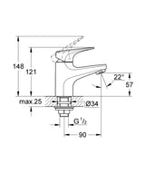 BAUFLOW PILLAR TAP - GROHE-G2 -  ( CHROME - G2 - BAUCONTEMPORARY - 0x15 mm - 0inchX0.6inch )