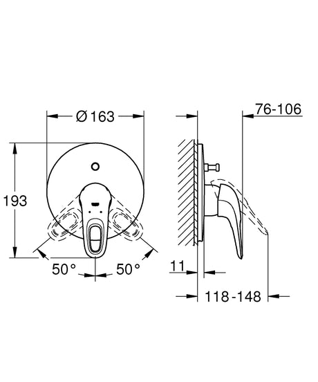 EUROSTYLE 2015 1-HANDLE BATH/SHOWER MIXER - GROHE -  ( CHROME - G3 - EUROSTYLE - 0x15 mm - 0inchX0.6inch )