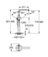 LINEARE FREESTANDING BATH FILLER - GROHE -  ( CHROME - G4 - LINEARE - 0x15 mm - 0inchX0.5inch )