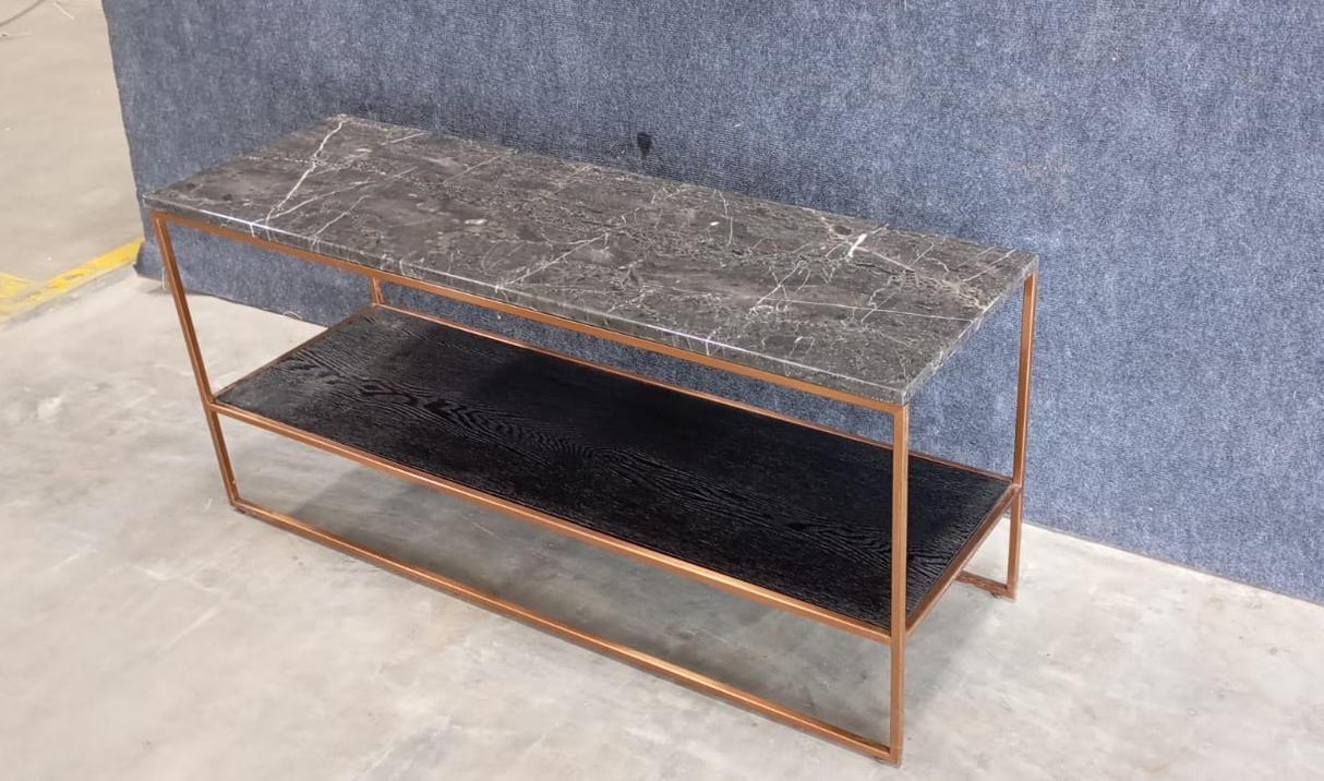 SIDE TABLE COFFEE TABLE W/ SS LEGS PVD COATED & MARBLE TOP - FURNITURE - ( - BUENA CASA - 1092x3556x508 mm - 43.68inchX142.24inchX20.32inch)