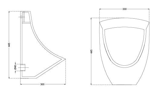 URINAL FB STD BACK INLET - HINDWARE -  ( STAR WHITE - CORTO - 450x330 mm - 18inchX13inch )