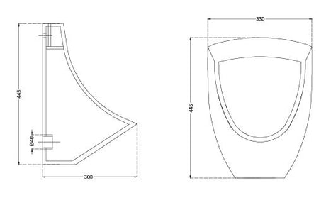 URINAL FB STD BACK INLET - HINDWARE -  ( STAR WHITE - CORTO - 450x330 mm - 18inchX13inch )