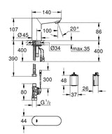 EUROECO CE INFRARED BASIN TAP, DC - GROHE-G2 -  ( CHROME - G2 - EUROECO - 0x15 mm - 0inchX0.6inch )