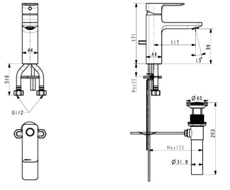 ACACIA E SH SL BASIN MIXER - AMERICAN STANDARD -  ( WARM SUNSET - ACACIA E - 0x0 mm - 0inchX0inch )