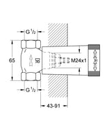 CONCEALED VALVE ROUGH - GROHE -  ( CHROME - G3 - NON RAPIDO - 0x15 mm - 0inchX0.5inch )
