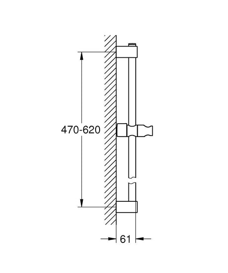 NEW TEMPESTA SHOWER RAIL 600MM - GROHE -  ( CHROME - G3 - TEMPESTA NEUTRAL - 0x15 mm - 0inchX0.6inch )