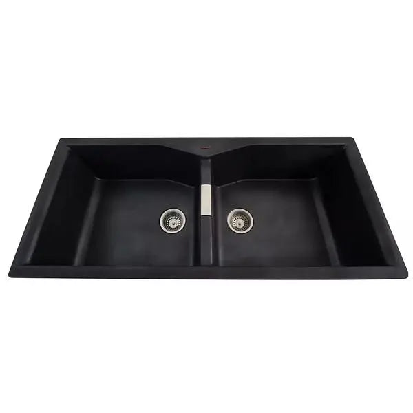 2.0 BOWL WITH OUT DRAIN BOARD WITH  FA-05A WASTE COUPLING - FUTURA -  ( BLACK - NATURAL QUARTZ SERIES - 860x510 mm - 34.4inchX20.4inch )