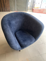 LEISURE CHAIR WITH METAL ROTATING LEGS BLUE FABRIC - FURNITURE - (BLUE - BUENA CASA - 900x900x800 mm - 36inchX36inchX32inch)