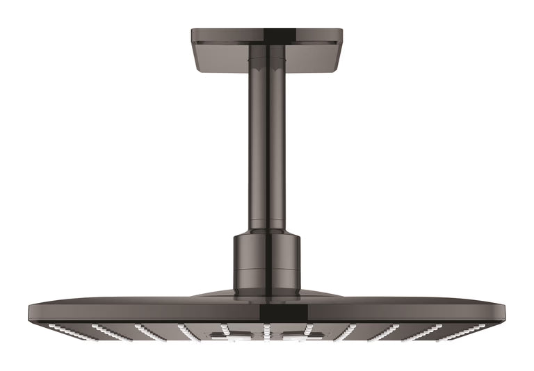 RAINSHOWER SMARTACTIVE 310 CUBE HEAD SHOWER SET 142 MM CEILING SHOWER ARM, 2 SPRAYS - GROHE -  ( HARD GRAPHITE - G5 - RAINSHOWER - 310x310 mm - 12.4inchX12.4inch )