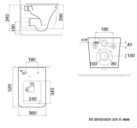 RIMLESS W/HUNG WC W/SLIM UF SEAT COVER ( BOLT DISTANCE 7INCH) - AQUANT -  ( SEAFOAM GREEN -  - 520x350 mm - 20.8inchX14inch )