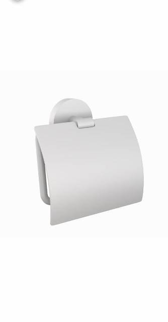 TOILET ROLL HOLDER WITH STAINLESS STEEL FLAP - JAQUAR FAUCETS - ( WHITE MATT - CONTINENTAL ACC. - 0x0 mm - 0inchX0inch )