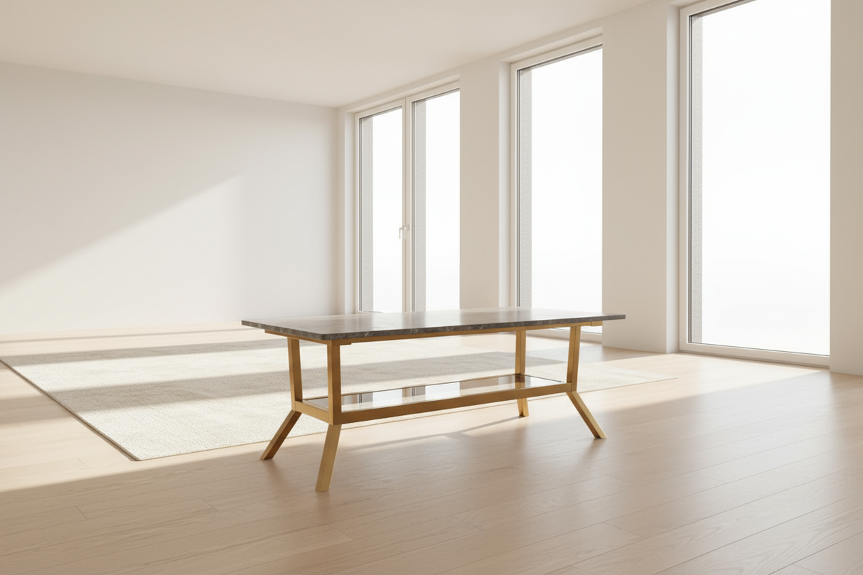 COFFEE  TABLE - CJ008 WITH PVD COATED SS LEGS & MARBLE TOP - FURNITURE - ( - BUENA CASA - 1143x419x521 mm - 45.72inchX16.76inchX20.84inch)