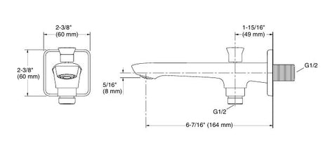 ENGAGE TM WALL-MOUNT BATH SPOUT WITH DIVERTER - KOHLER PREMIUM -  ( POLISHED CHROME - PREMIUM - 0x15 mm - 0inchX0.5inch )