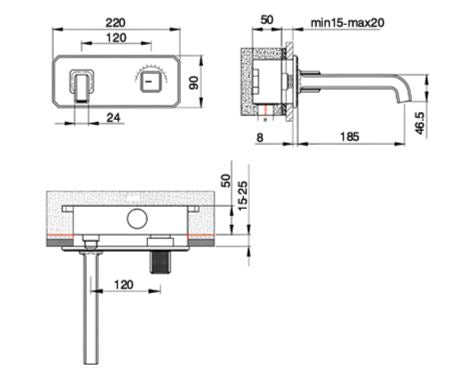 WALL MOUNTED BRASS BASIN MIXER WITH SIDE KNOB CONTROL FOAM FLOW - AQUANT - ( ROSE GOLD - REGALIA SERIES - 0x15 mm - 0inchX0.5inch )