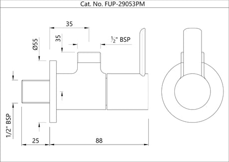 ANGULAR STOP COCK WITH WALL FLANGE - JAQUAR FAUCETS - ( BLACK CHROME - FUSION PRIME - 0x15 mm - 0inchX0.5inch )